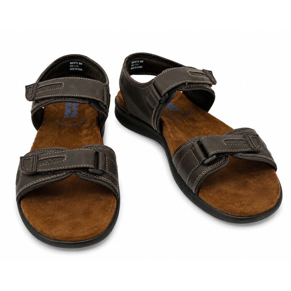 Nunn Bush Men's Rio Grande Two Strap Memory Foam Comfort Sandal Size 10W Brown